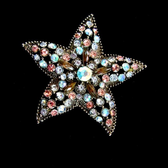 Large rhinestone starfish statement brooch - WOW! - Picture 7 of 7